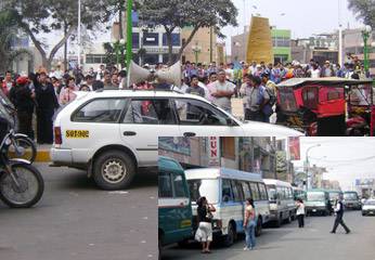 Transportistas arengando en defensa del alcalde Huaral