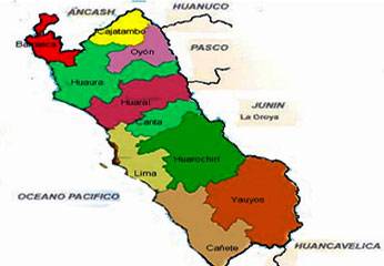 Mapa de las 9 provincias que conforman la Región Lima
