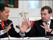 Hugo Chávez a Dimitri Medvédev en Moscú