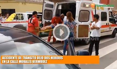 Violento choque en cruce de la Calle Morales Bermúdez y Luis Falcón deja dos heridos