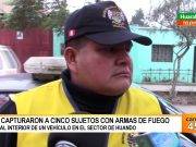 Capturaron a cinco sujetos con armas de fuego al interior de un vehículo