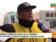 Serenos cubren rutas de alto tránsito protegiendo ingreso de alumnos a sus colegios