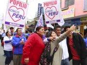 Gigantesca caravana a pie de Popilio Mejía y Somos Perú en las calles de Huaral hoy domingo