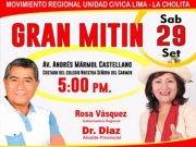 Gran mitin de cierre de campaña de “La Cholita” en Huaral, este sábado 28