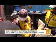 Conductor de moto carga sufre accidente de transito