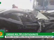 Lastimosamente por el factor del clima provoca choque múltiple en Pasamayo