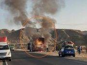 Bus se incendia con 54 alumnos y docentes a bordo en plena panamericana Norte