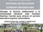 Sunedu otorga licenciamiento a la Universidad Nacional José Faustino Sánchez Carrión