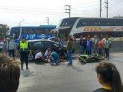 Un herido deja violento choque entre auto y moto lineal en cruce de Chancay.
