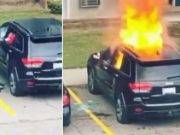 Mujer prendió fuego al vehículo de su expareja y explosión le enseñó lo que es el karma