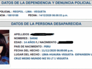 Menor de 14 años está desaparecida desde el día 11 en Medio Mundo (Végueta)
