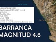 Sismo de magnitud 4.6 e intensidad III, remeció Barranca a las 2:44 de la tarde de hoy