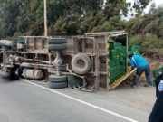 Aucallama: Camión cargado de mandarinas se volcó en la bajada de la variante