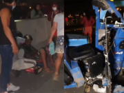 Auto choca y arrastra mototaxi en el Km 150 (Huacho), mototaxista quedó malherido