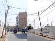 Poste a punto de caer en la Calle Benjamín Doig: un peligro latente que podría causar graves daños