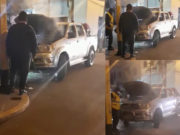 Camioneta casi se incendia en la calle 28 de Julio a causa de un cortocircuito