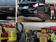 Rio Seco: Dos personas quedaron atrapadas dentro de vehículo que volcó aparatosamente