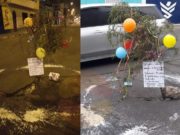 Vecinos dejan pequeña yunza en forado de pista como medida de protesta en Huacho