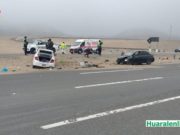 Dos vehículos chocaron en el óvalo de la variante de Pasamayo en Aucallama