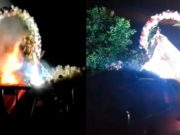 Imagen de la Virgen de las Mercedes se incendia en plena procesión (VIDEO)