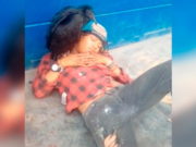 Hombre se duerme en la calle y gallinazo aprovecha para hacerle compañía