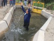 Alcalde se da baño de «popularidad» en canal de regadío recién inaugurado