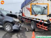 Bolsa de aire salvó de morir a conductor de camioneta que chocó fuertemente contra camión