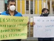 Huacho: trabajadores del Hospital Regional realizaron protesta exigiendo que no se pierda el presupuesto de los uniformes 2021