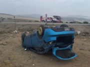 Chancay : camioneta se despistó y volcó dejando dos heridos en plena panamericana norte