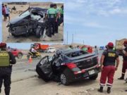 Huacho: un muerto y un herido deja grave choque entre un auto y un volquete en la Panamericana Norte