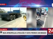 Bus atropella a mujer policía que le provocó la pérdida de la mano derecha en Santa Anita