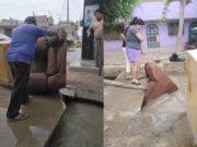 Malos ciudadanos arrojaron enorme mueble en un canal de regadío