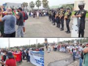 Pescadores y comerciantes de Chancay vienen protestando frente al local de Repsol en Ventanilla