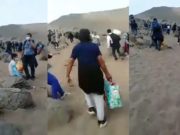 Ancianos, adultos y niños tuvieron que caminar largos tramos para poder llegar a su destino en medio del paro