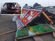 Végueta: esta mañana, se registró un choque entre un ómnibus y un camión cargado de palos