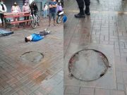 Joven sufre accidente en boulevard Del Solar por esquivar buzón en mal estado