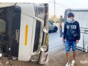 Camión furgón se despistó y volcó en el km- 6.5 de la carretera Huaral – Chancay