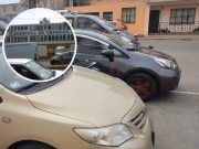 Frontis del Hospital de Chancay convertido en un estacionamiento de vehículos