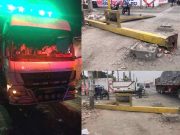 Chancay: Camión se despistó, chocó y derribó semáforo que está cerca al ingreso al cementerio