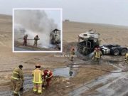 Tráiler cargado de combustible ardió en llamas y bomberos lograron controlar el incendio