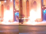 Moto lineal quedó calcinada tras incendiarse en los exteriores de la Discoteca Hatun Runa