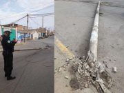 Poste de alumbrado público cayó en medio de la pista impidiendo libre tránsito en Alameda de los Héroes