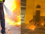 ¿Por qué no se debe usar el extintor para auxiliar a una persona en llamas?