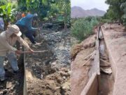 Pobladores continúan con las labores de limpieza y reconstrucción de los canales de regadío en Saume