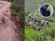 Chofer se salvó de morir tras despistarse y volcar volquete en el que trasladaba maquinaria a Santa Cruz de Andamarca