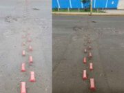Vehículos pesados estarían malogrando las tachas viales reflectivas al pasar por la Av.Chancay