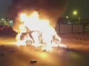 Lurín: delincuente murió calcinado tras chocar vehículo que había robado contra un camión