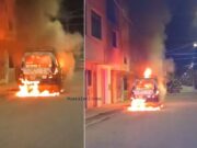 Huaral: Combi se incendia en extrañas circunstancias cerca al estadio Municipal