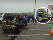 Dos personas resultaron heridas tras salvaje choque entre tractor y bus en Chancayllo