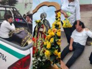 Imagen de San Martín de Porres se cayó del anda tras enredarse con cables en plena procesión en Barranca